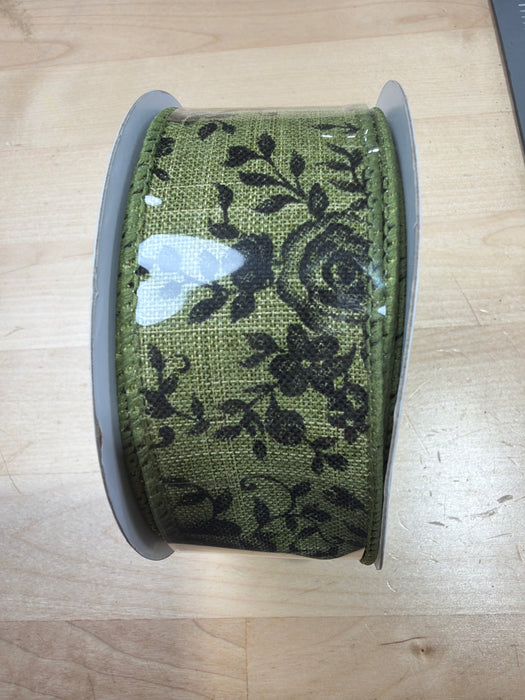 1.5"X10Yd Mini Rose Fern Green/Black RGH13022Y