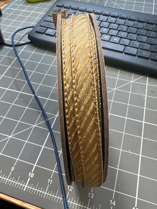 0.5 X 25Yds Jacquard Wired Diagonal Stripe, Gold 07-2879 - DecoExchange®