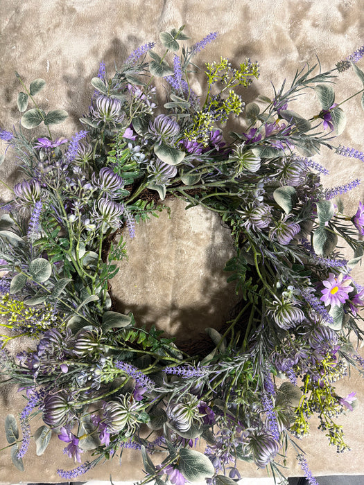24" Protea&Lavender Wreath 26S004-PUR