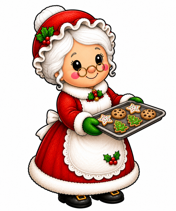 Mrs. Claus with Cookie Tray, DBJ-W-0076, 12in Sign For Wreath, Wood Wreath Sign