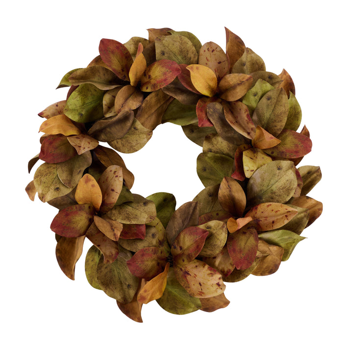 28"Dia Magnolia Leaf Wreath Green/Brown FG664646 - DecoExchange®
