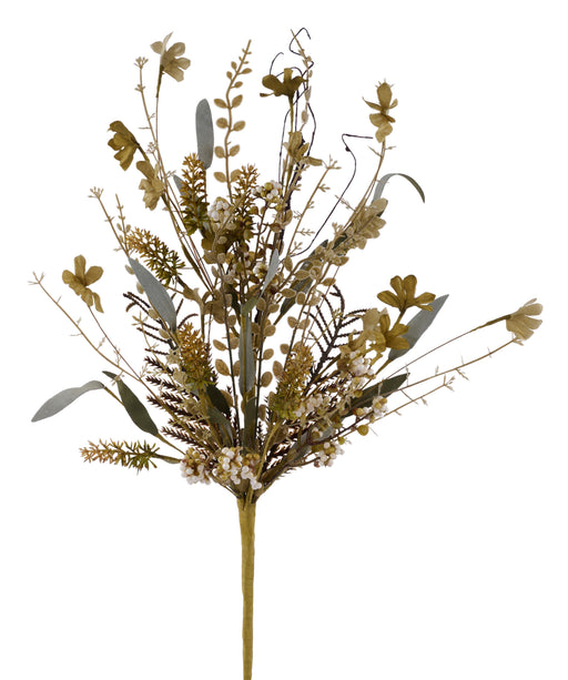 24"L Fabric Flower/Eva Leaf/Beads Spray Tt Moss Green FH8071A5 - DecoExchange®