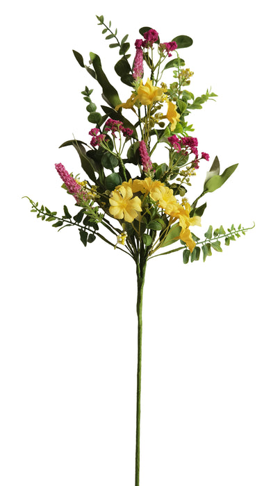 27"L Flower/Bead/Spike/Boxwood Spray Yellow/Hot Pink/White FH8225F3