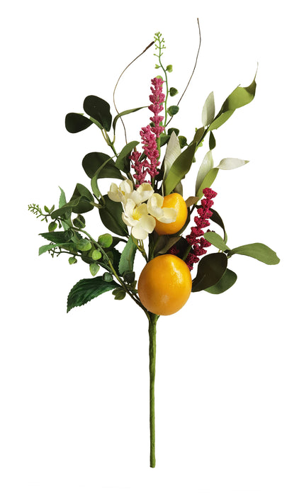 18.5"L Lemon/Flower/Leaf Spray Yellow/Hot Pink/Cream FH8267