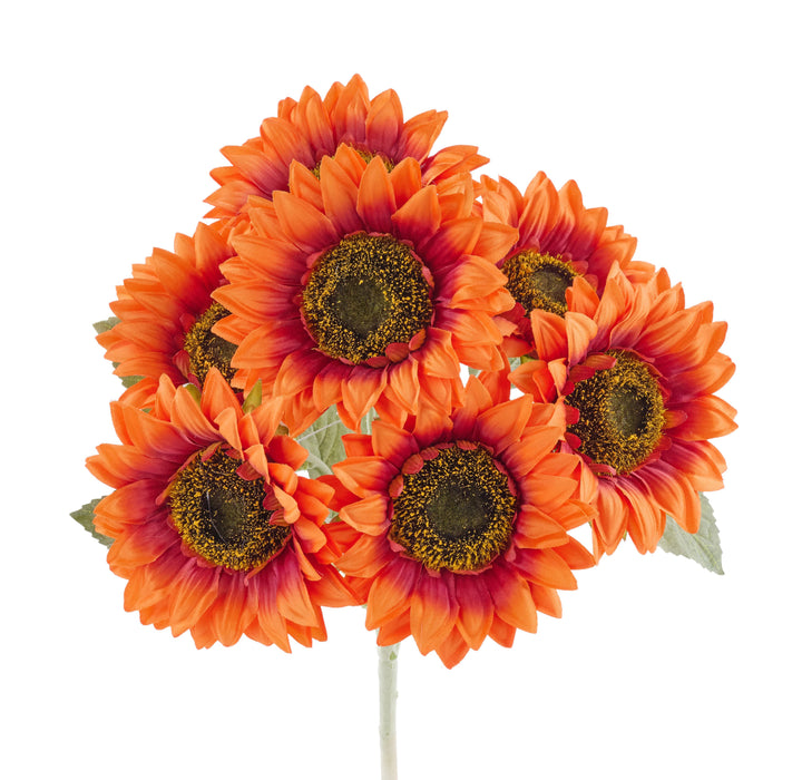 17"L Sunflower Bush X 7 Burnt Orange/Burgundy FN164734