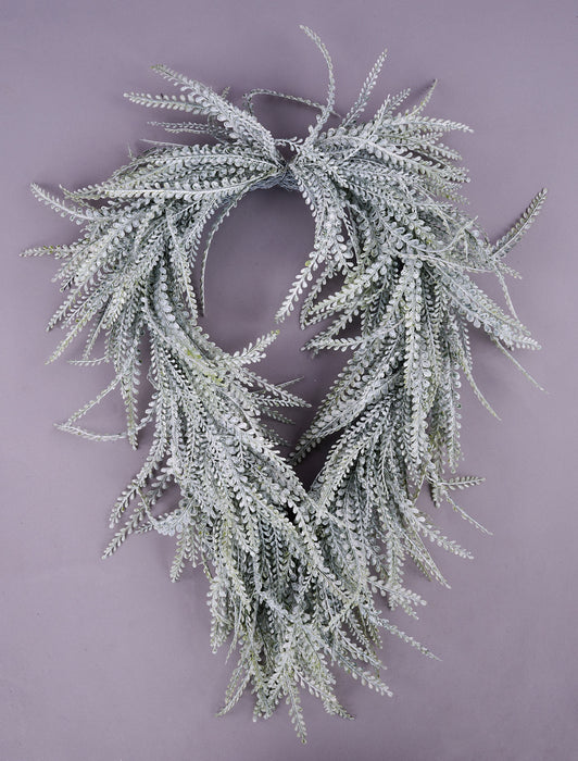 26"L X 17"W Draped Button Fern Wreath Green W/White Wash FP106309