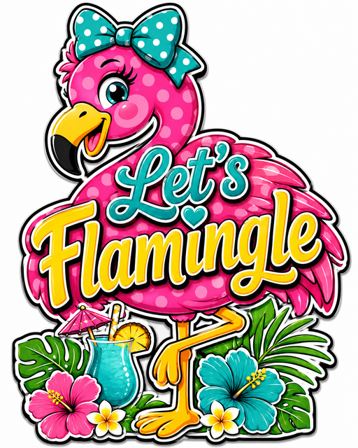 Flamingle, PS-W-0046, 12in Sign For Wreath, Wood Wreath Sign