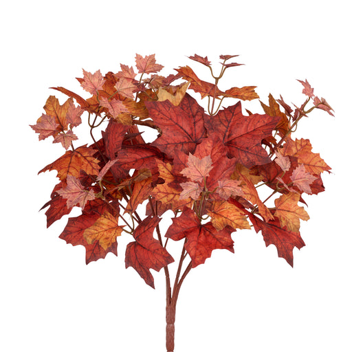 18"L Fabric Maple Leaf Bush X4 Burnt Orange/Rust Yellow HA1816C6 - DecoExchange®