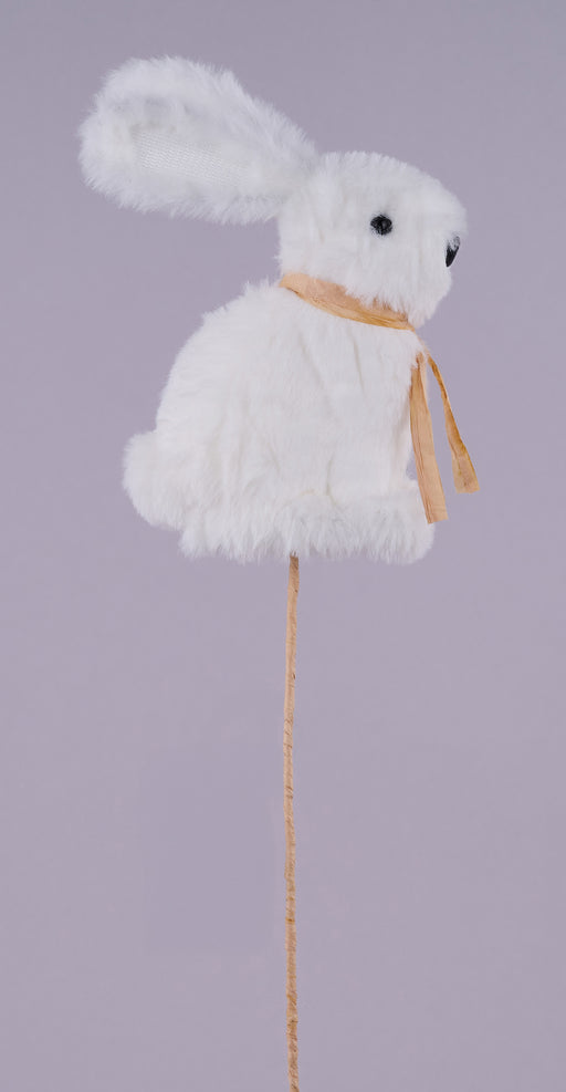 17"H Faux Fur/Styro Bunny Pick White HE426627 - DecoExchange®