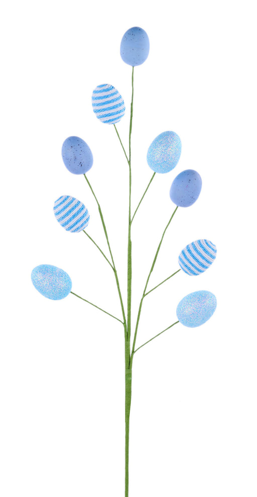 26"L Rope/Glitter/Natural Egg Spray X9 Blue HE619103 - DecoExchange®