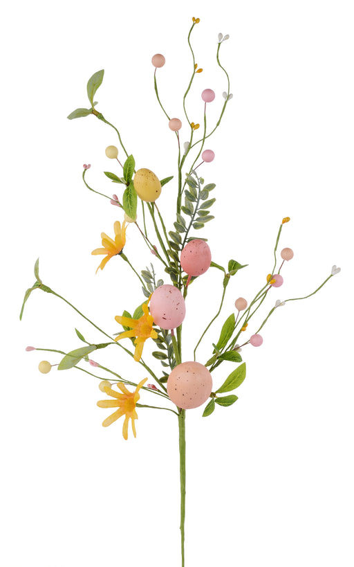 25"L Mixed Size Egg/Flower/Berry Spray Peach/Pink/Lav/Green HE6224R7 - DecoExchange®