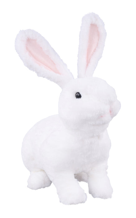 14"H X 12"L Faux Fur Standing Rabbit White/Lt Pink HE7344 - DecoExchange®