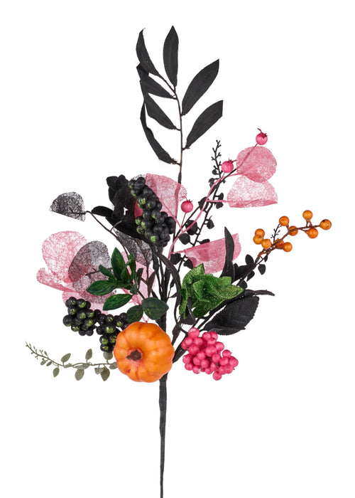 22"L Pumpkin/Leaf/Bead Spike Pick Org/Blk/Hot Pink/Lime HH7549 - DecoExchange®