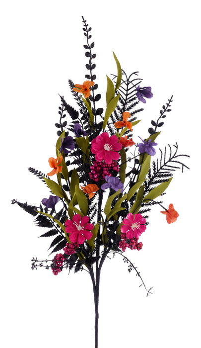 29"L Flower/Fern/Pine/Berry Spray Hot Pink/Orange/Purple HH760511 - DecoExchange®