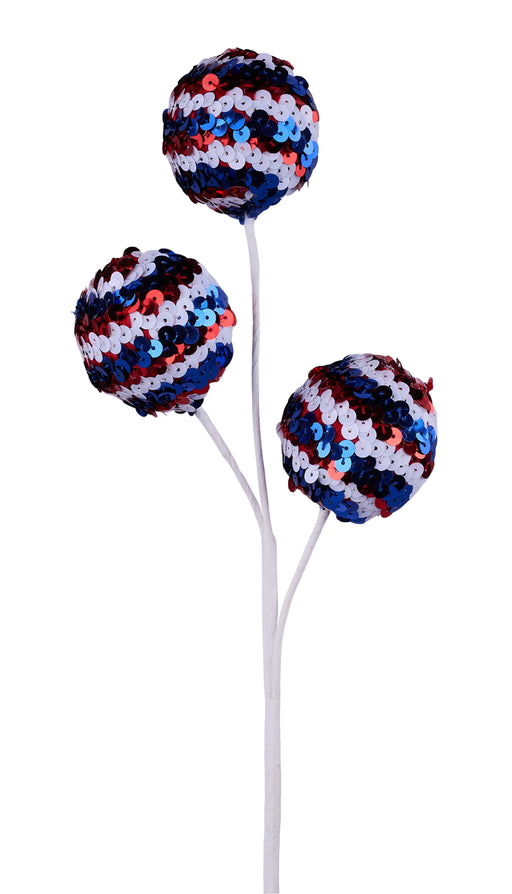 15"L Striped Sequin Ball Pick Red/White/Blue HJ1111 - DecoExchange®