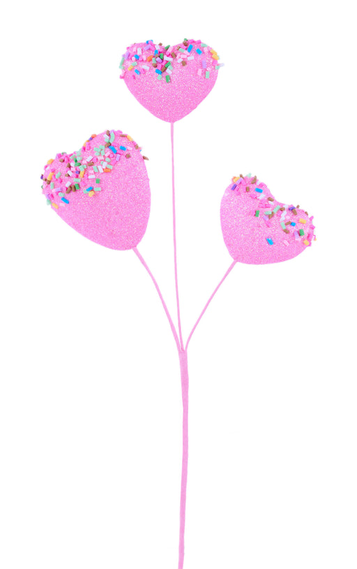 11"L Gltr Heart Cookie Pick W/Sprinkles Pink HV137722 - DecoExchange®