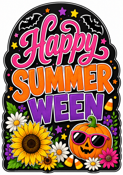 Happy Summerween Arch Sign, SCW-W-0008, 12in Sign For Wreath, Wood Wreath Sign