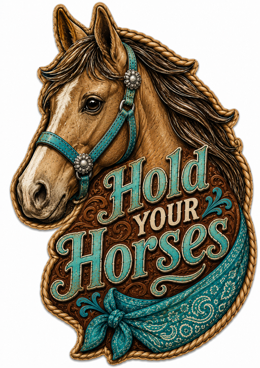 Hold Your Horses, PS-W-0028, 12in Sign For Wreath, Wood Wreath Sign - DecoExchange®