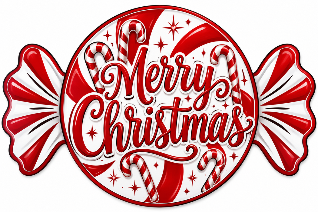 Merry Christmas Peppermint Candy, DBJ-W-0121, 14in Sign For Wreath, Wood Wreath Sign