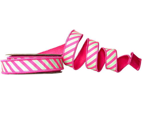 Ba Bam Collection Pink and Mint Wired Ribbon 1 inch x 10 yards