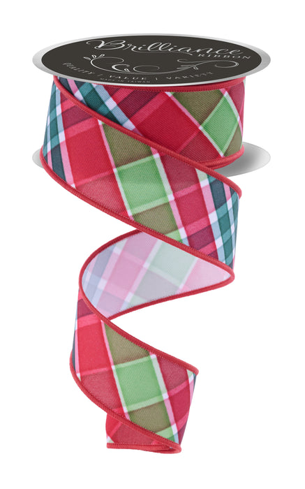 1.5"X10Yd Bold Plaid Red/Emerald/Lime LS1110T9
