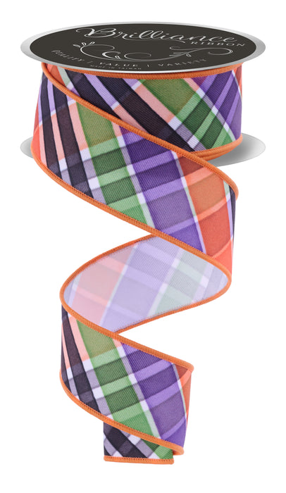 1.5"X10Yd Bold Plaid Lime/Prpl/Blk/Orng LS1118RY