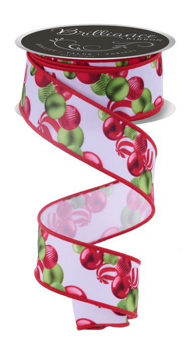 1.5"X10Yd Ball Ornament Garland White/Red/Lime LS1139T9