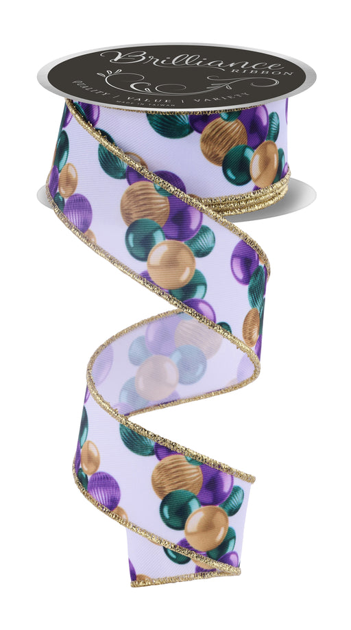 1.5"X10Yd Ball Ornament Garland Mardi Gras LS1142WY - DecoExchange®