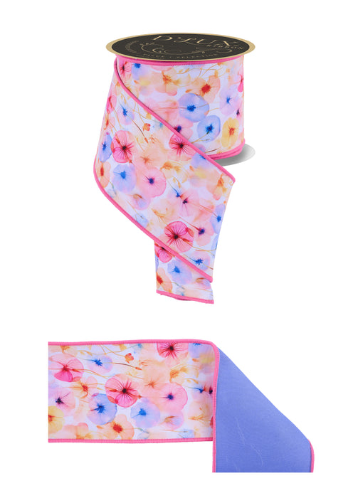 4"X10Yd Watercolor Florals/Fused Wht/Pnk/Yllw/Blue LX117011