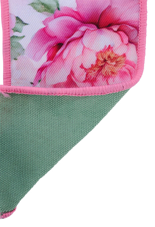 1.5"X10Yd Peonies/Fused White/Pink/Multi LX1212WT - DecoExchange