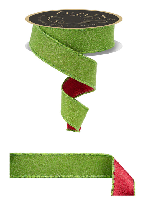1.5"X10Yd Fine Glitter/Fused Fresh Green/Red LX3011J7