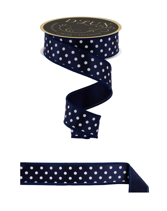 1.5"X10Yd Small Polka Dot/Fused Navy/White LX303019 - DecoExchange®
