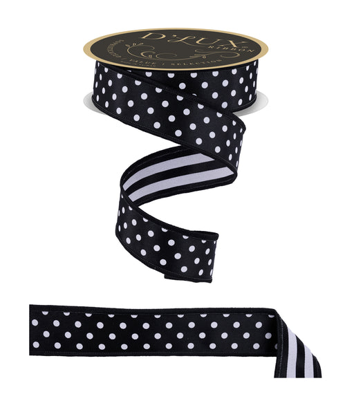 1.5"X10Yd Polka Dot/Stripe/Fused Black/White LX305502 - DecoExchange®