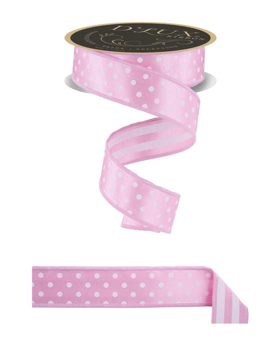 1.5"X10Yd Polka Dot/Stripe/Fused Pink/White LX305522 - DecoExchange®