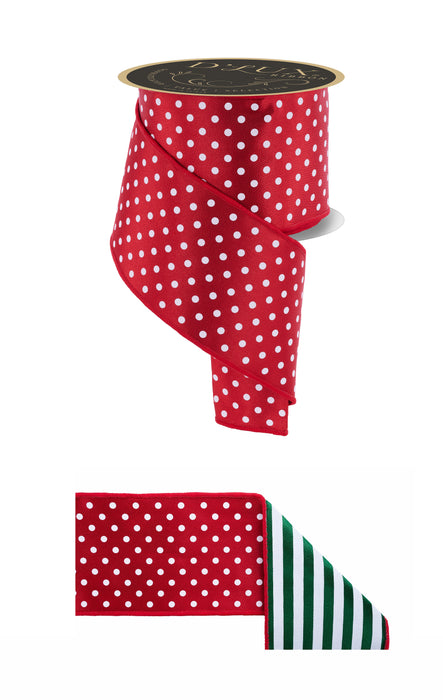 4"X10Yd Polka Dot/Stripe/Fused Red/White/Emerald LX30664N - DecoExchange®