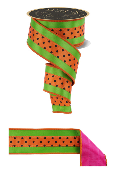 2.5"X10Yd 3-In-1 Polka Dot/Fused Orng/Blk/Frsh Grn/Hot Pnk LX3079RF - DecoExchange®