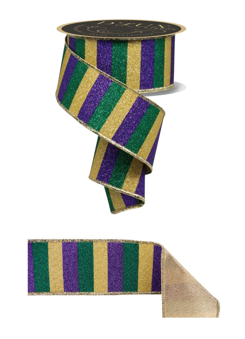 2.5"X10Yd Glitter Stripe/Fused Mardi Gras LX3109WY - DecoExchange®