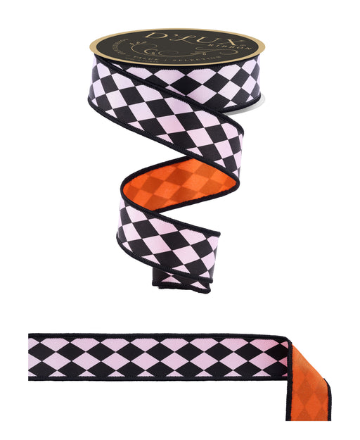 1.5"X10Yd Harlequin/Fused White/Black/Orange LX311820 - DecoExchange®