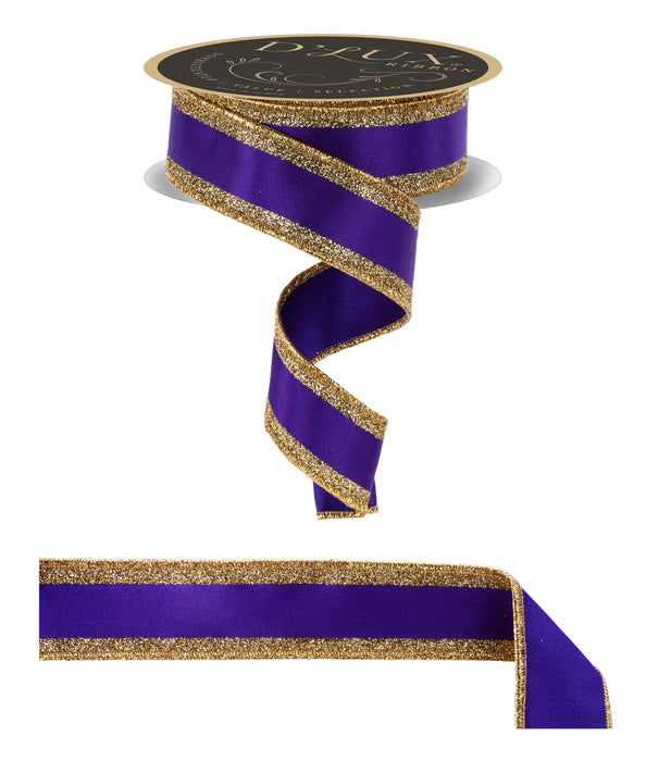 1.5"X10Yd Vertical Glitter Stripe/Fused Purple/Gold LX3119CN