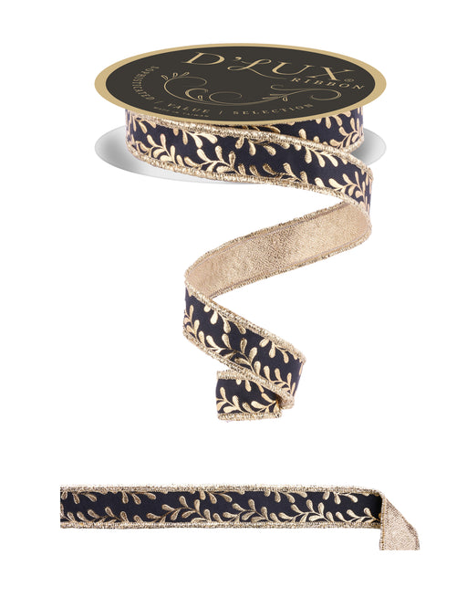 7/8"X10Yd Foil Leaf Garland/Fused Black/Gold LX314086 - DecoExchange®