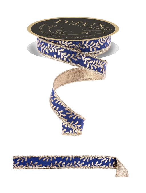 7/8"X10Yd Foil Leaf Garland/Fused Navy Blue/Gold LX3140WA - DecoExchange®