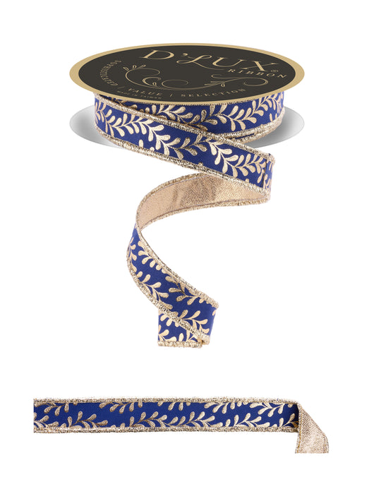 7/8"X10Yd Foil Leaf Garland/Fused Navy Blue/Gold LX3140WA - DecoExchange®