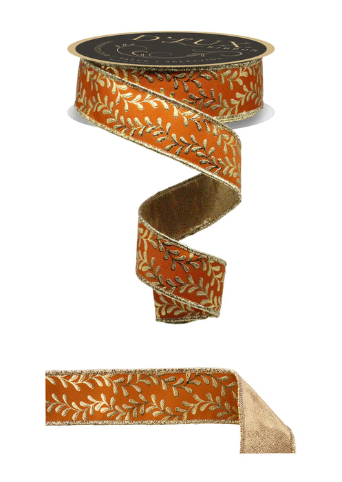 1.5"X10Yd Foil Leaf Garland/Fused Autumn/Gold LX3141T3 - DecoExchange®