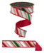 1.5"X10Yd Multi Diagonal Stripe/Fused Gold/White/Red/Emerald LX316908