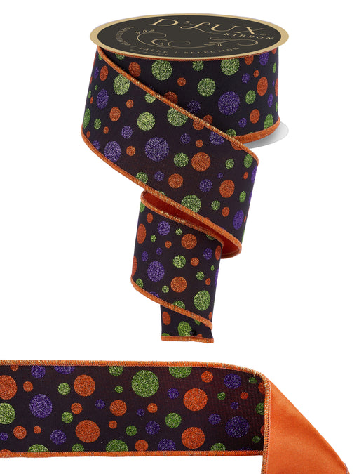 2.5"X10Yd Multi Polka Dot/Fused Black/Purple/Orange/Lime LX317302