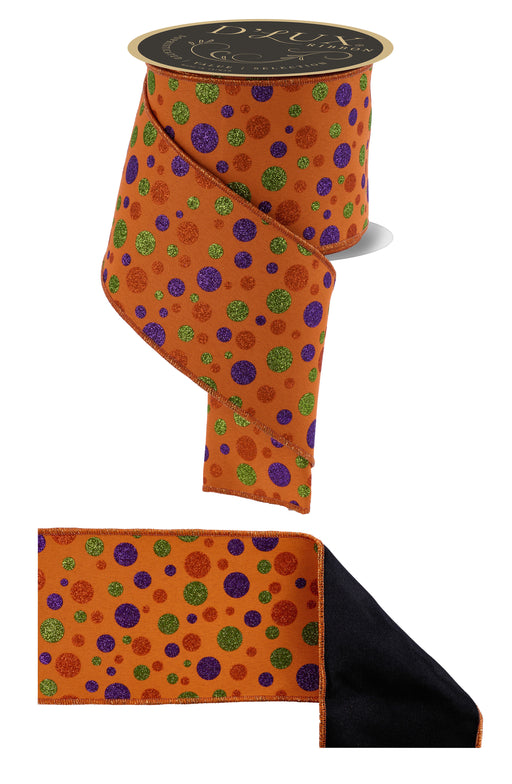 4"X10Yd Multi Polka Dot/Fused Orange/Purple/Lime LX317420