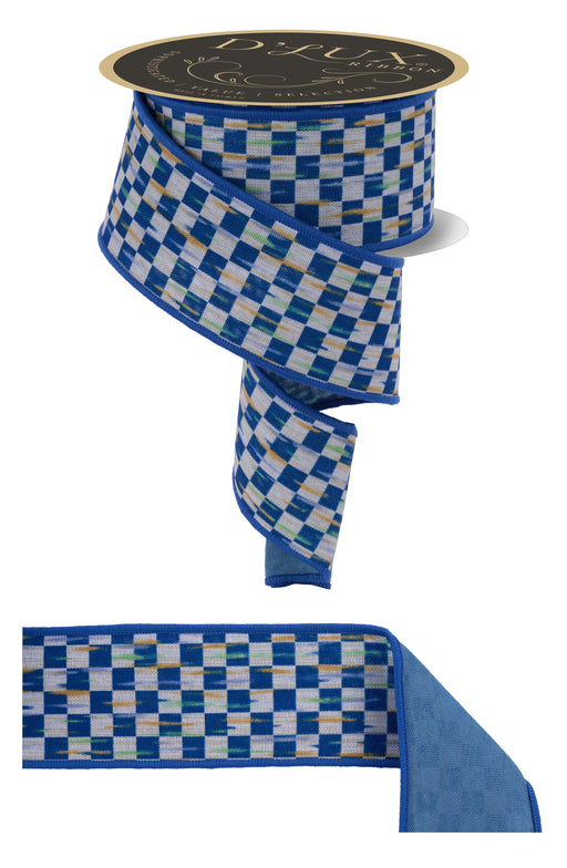 2.5"X10Yd Mini Antq Checkerboard/Fused Beige/Blue LX322525
