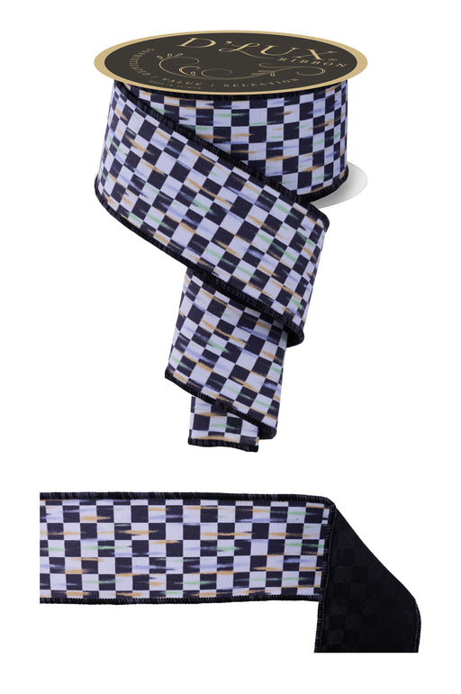 2.5"X10Yd Mini Antq Checkerboard/Fused White/Black LX3229L6