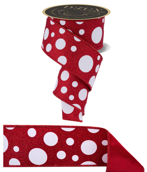 2.5"X10Yd Giant Multi Polka Dots/Fused White/Red LX323924 - DecoExchange®