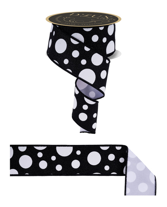 2.5"X10Yd Giant Multi Polka Dots/Fused White/Black LX323927